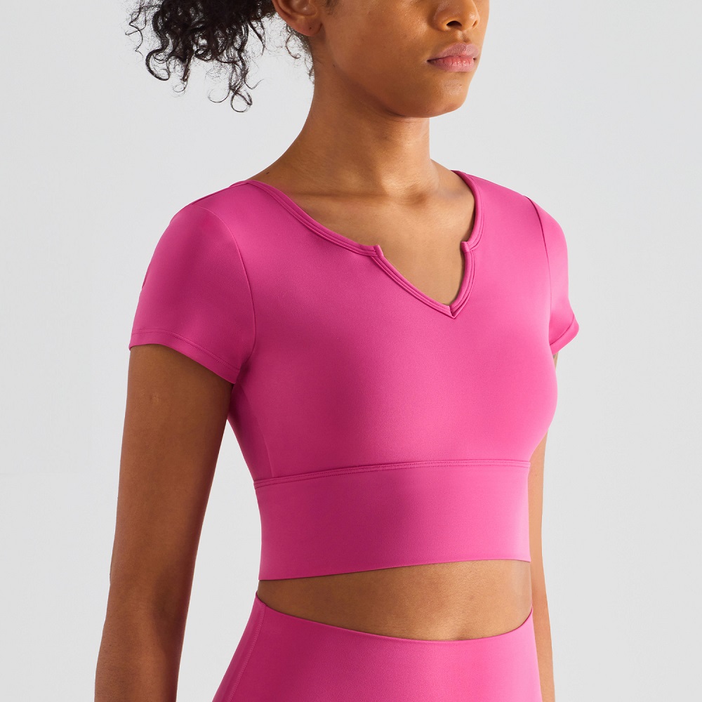 TXB1440 chest pad short-sleeved fitness top